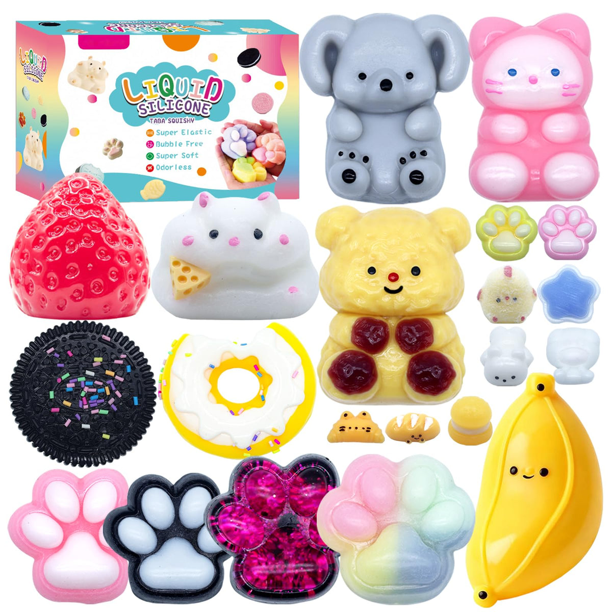 YoukkbbL Taba Squishy Pack Donut, soft slow-rise relief for stress and focus.