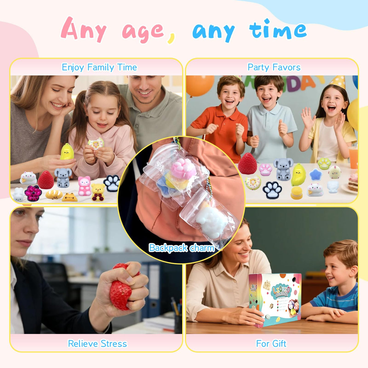 YoukkbbL Taba Squishy Pack Mini Squishies Assorted, portable classroom rewards.