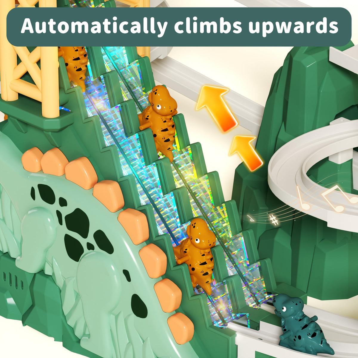 YOULEBITOYS LED light show adds vibrant cues for immersive dinosaur racing.