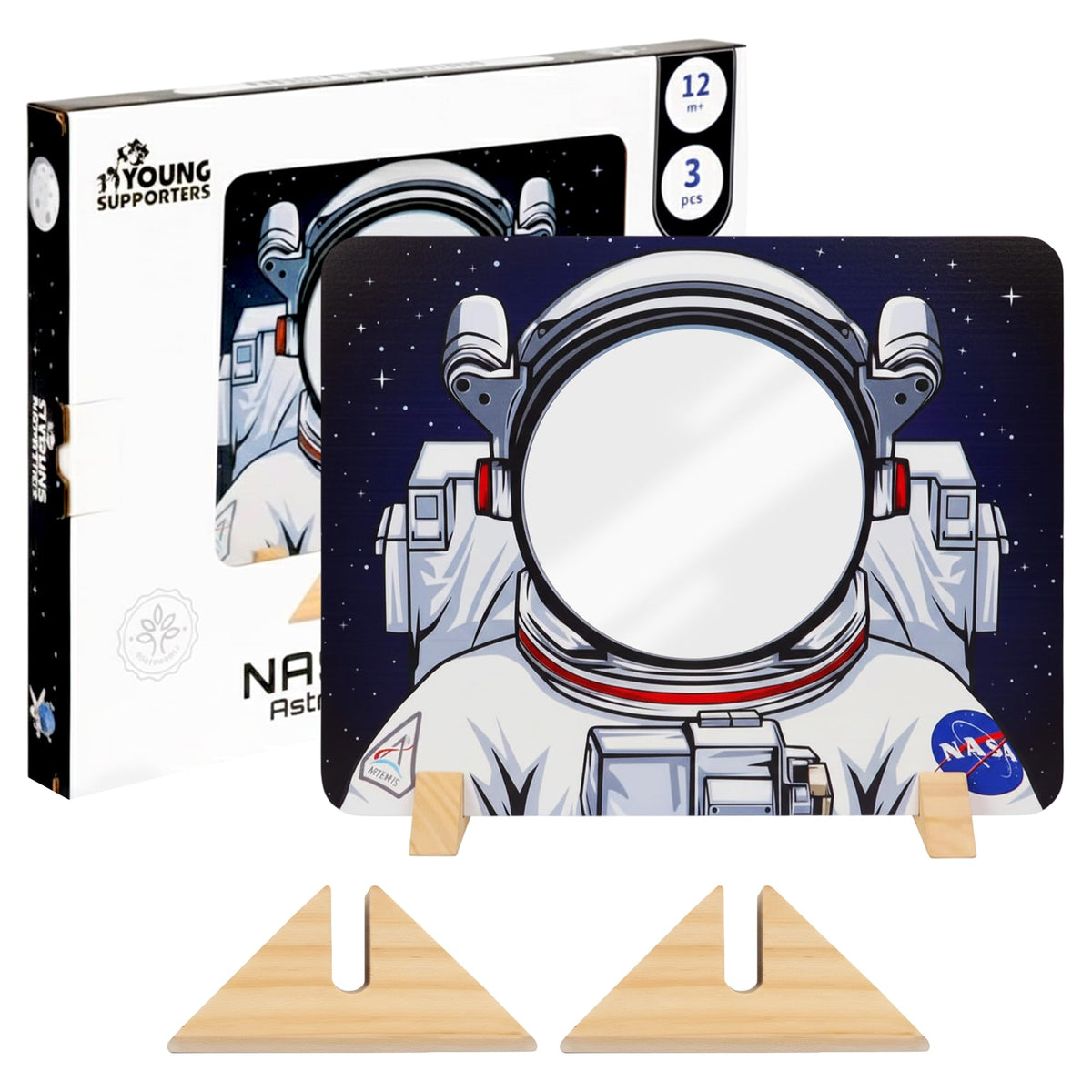 Young Supporters space-themed room decor adds charm to a nursery or playroom.