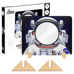 Young Supporters space-themed room decor adds charm to a nursery or playroom.