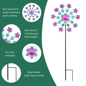 Yourongmao solar windmill garden assembly demonstrates easy ground installation and quick setup.