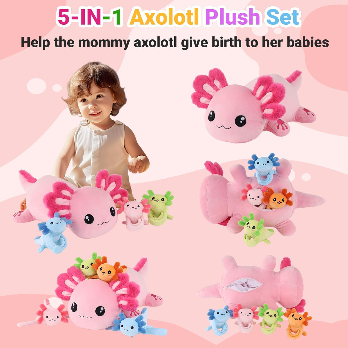Youthfuljive baby blue axolotl plush perfect for gentle hugs and comfort