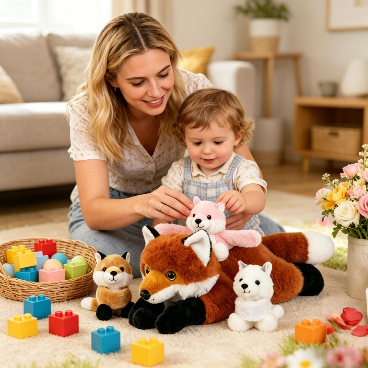 Youthfuljive orange baby fox plush, 6-7 inch size for imaginative play.