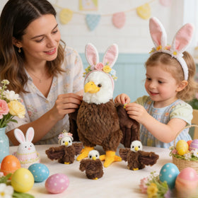Youthfuljive bald eagle baby plush 4.7-inch, zipper tummy reveal with surprise chicks.
