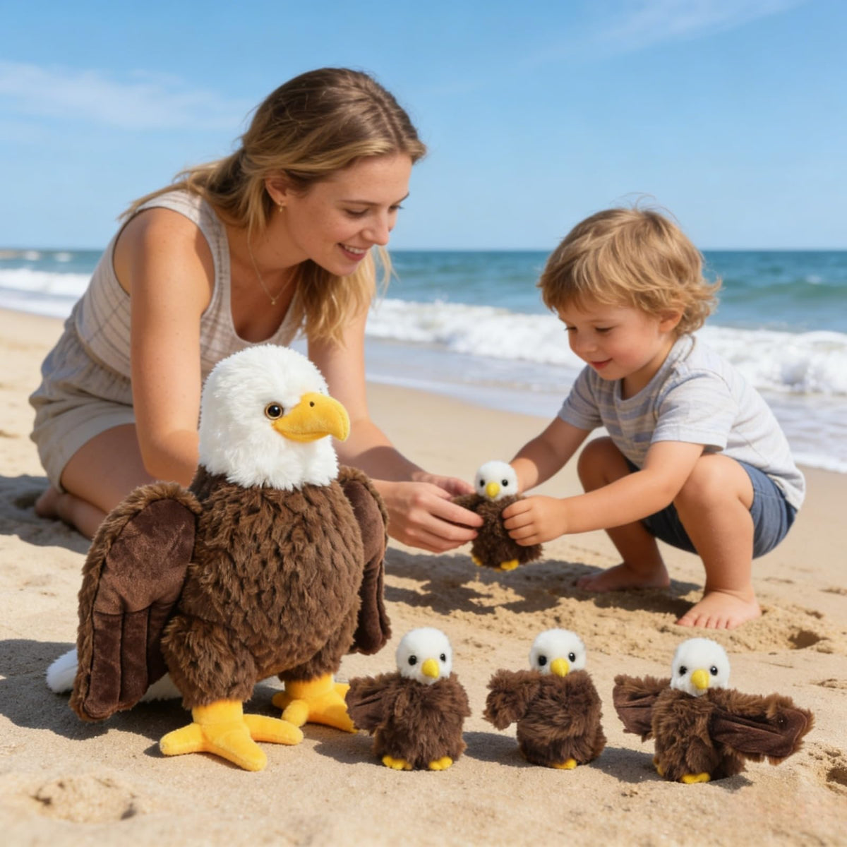 Youthfuljive bald eagle set, safe PP cotton filling for snuggles.