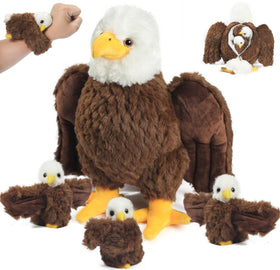 Youthfuljive bald eagle mommy plush 14-inch, soft cuddle toy for kids.
