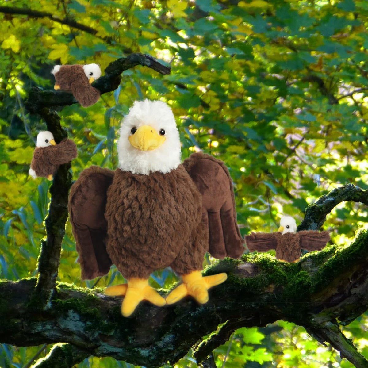 Youthfuljive bald eagle mommy plush 14-inch, cozy room decor and storytelling companion.