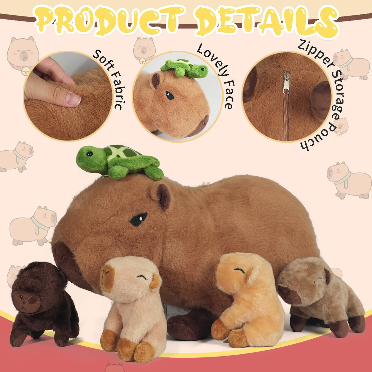 Gift-ready Youthfuljive capybara plush set for birthdays or holidays