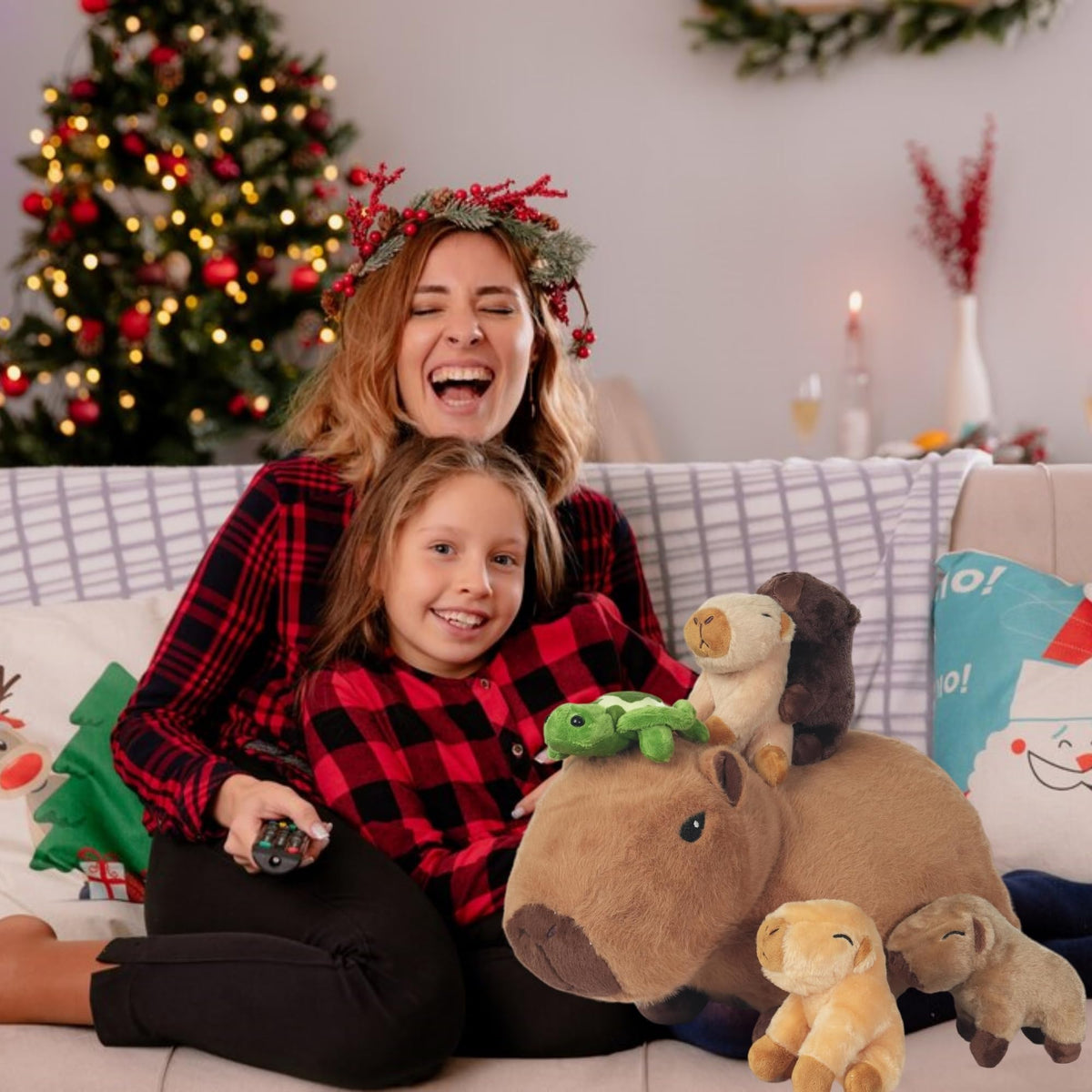 Child playing with Youthfuljive capybara family for imaginative play