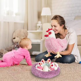 Youthfuljive chicken plush nest with chicks, ideal for nurturing role play.