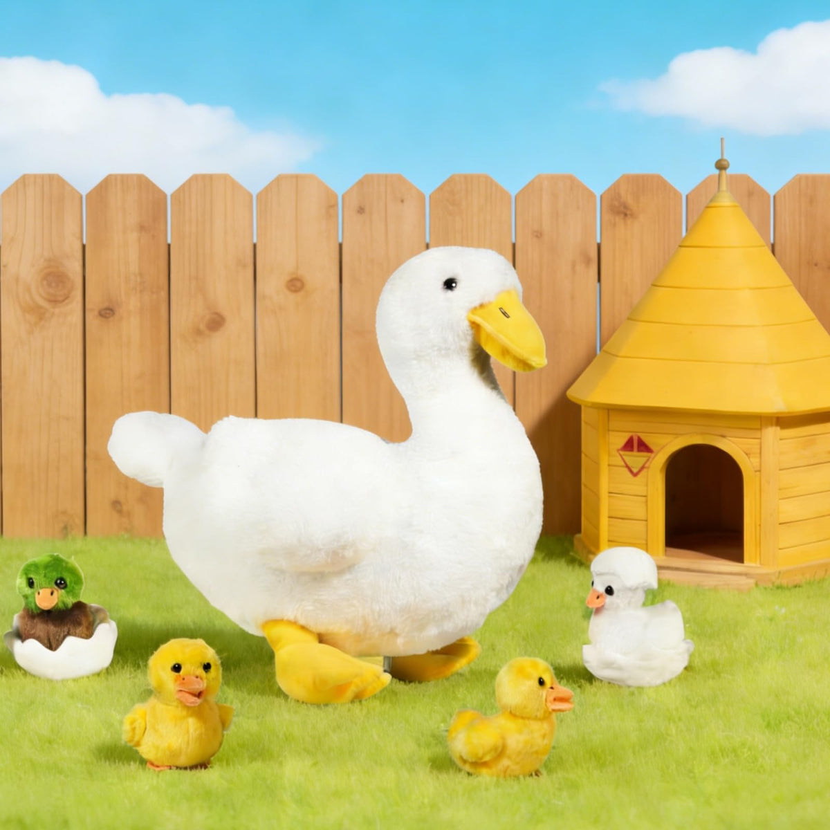 Youthfuljive farm party decor duck plush set.