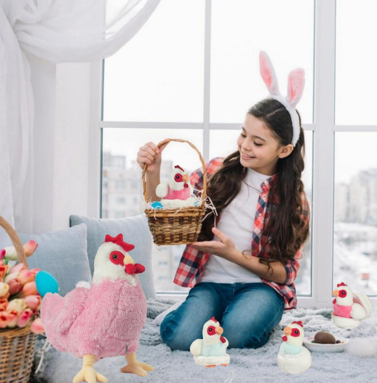 Youthfuljive gift-ready chicken plush set for birthdays and holidays.