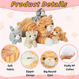 Youthfuljive holiday gift-ready cat plush set for kids and families