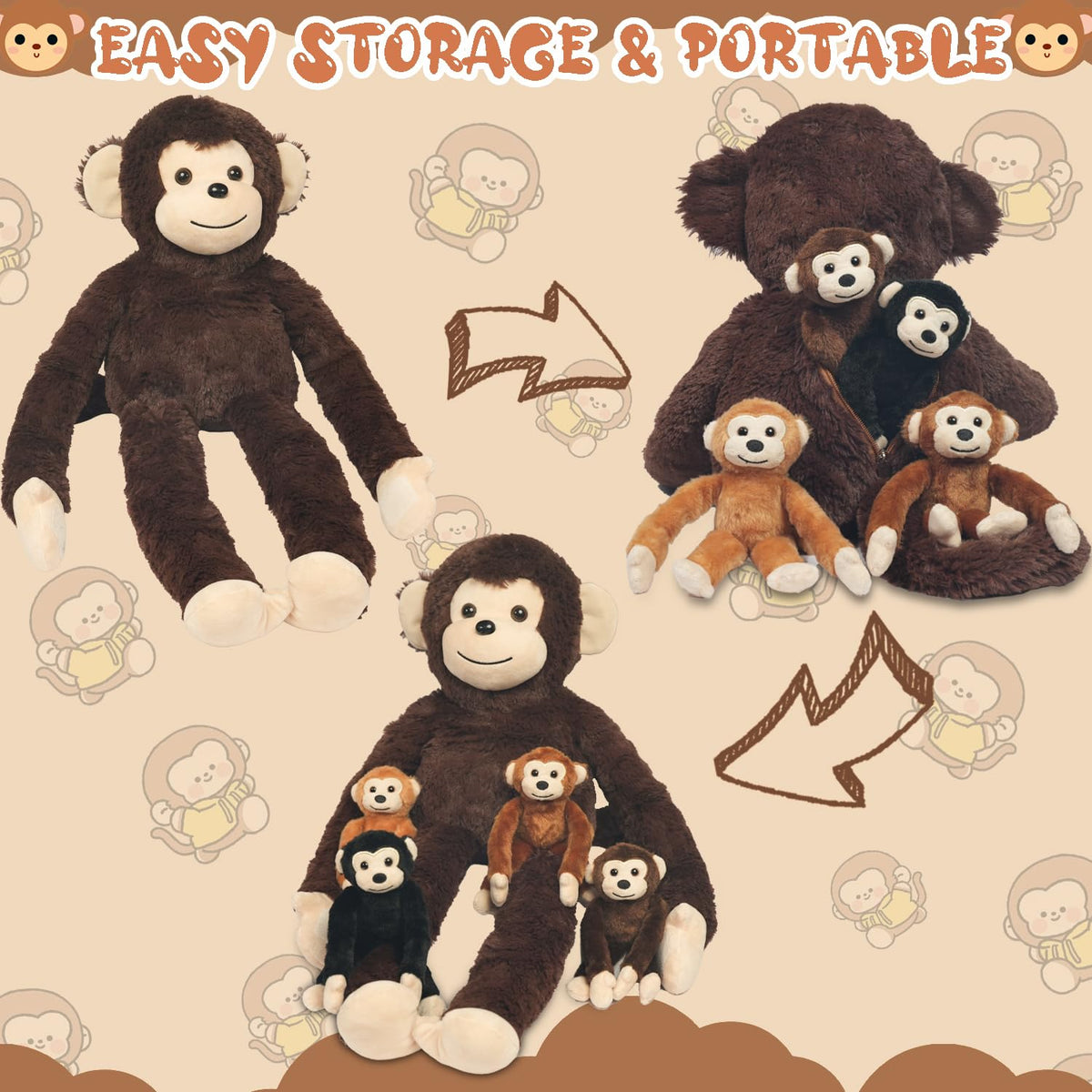 Youthfuljive baby monkey plush 3 for storytelling and comfort