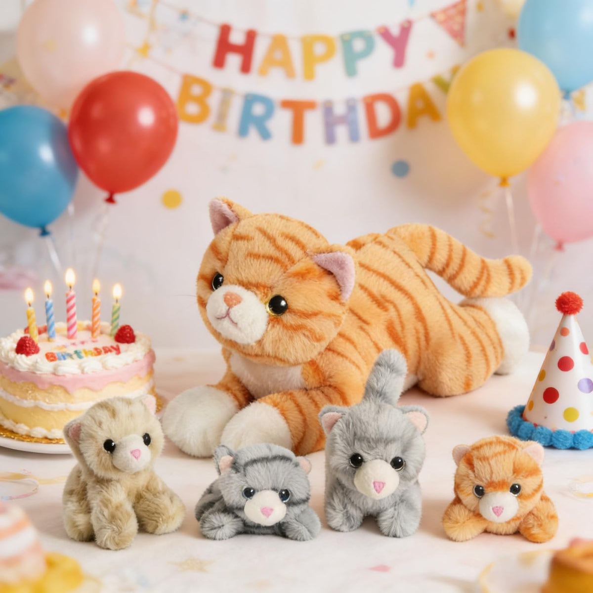 Youthfuljive multi-color kittens plush set ideal for storytelling