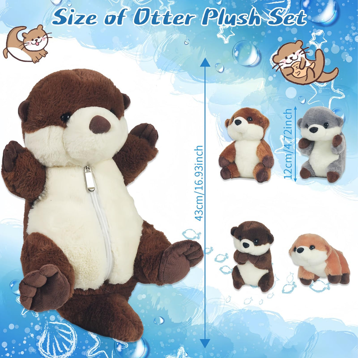 Youthfuljive sea otter baby plush, 5 inches, soft play companion.