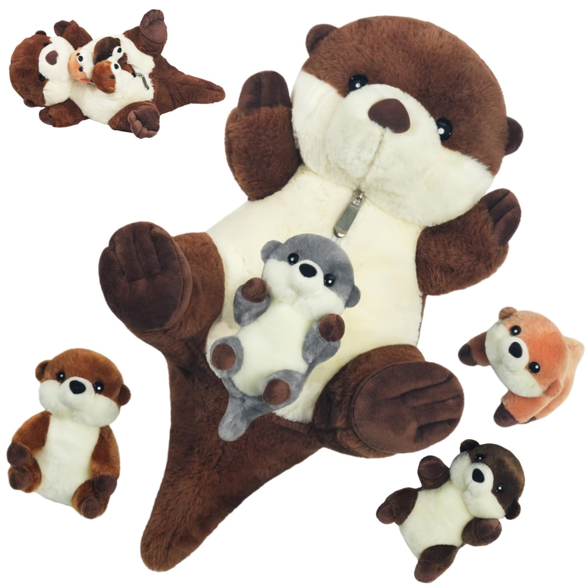 Youthfuljive mommy sea otter plush, 17 inches, a cozy cuddle buddy for kids.