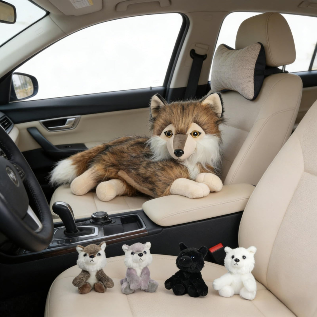 Youthfuljive wolf plush party decor, adds charm to room.