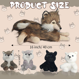 Youthfuljive wolf plush close-up fur texture, premium soft material.