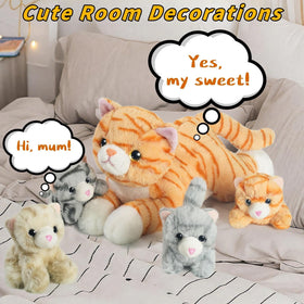 Youthfuljive zipper-pocket cat plush with surprise kittens