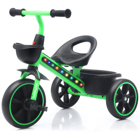 Youthkkee Kids Tricycle with LED lights enhances night visibility for outdoor play