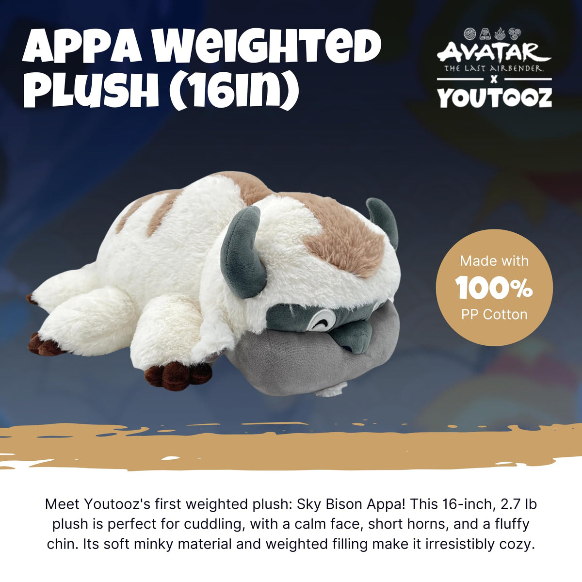 Youtooz Appa head detail with horns, perfect for display or hugging.