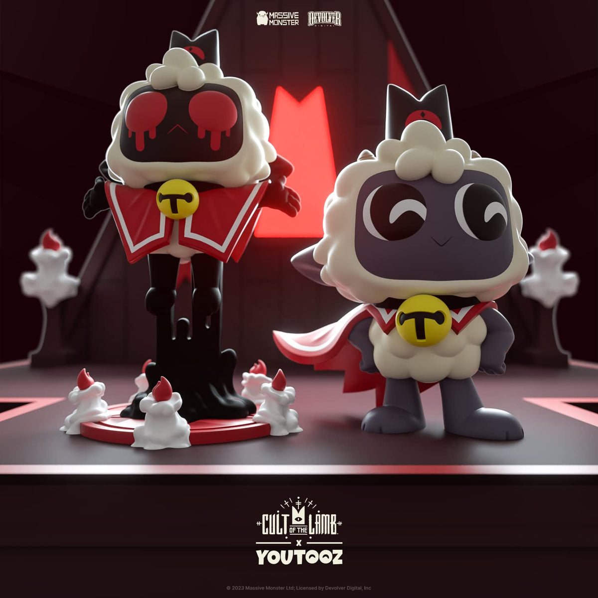 Youtooz Cult of the Lamb Possessed figure packaging view, gift-ready presentation.