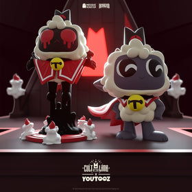 Youtooz Cult of the Lamb Possessed figure packaging view, gift-ready presentation.