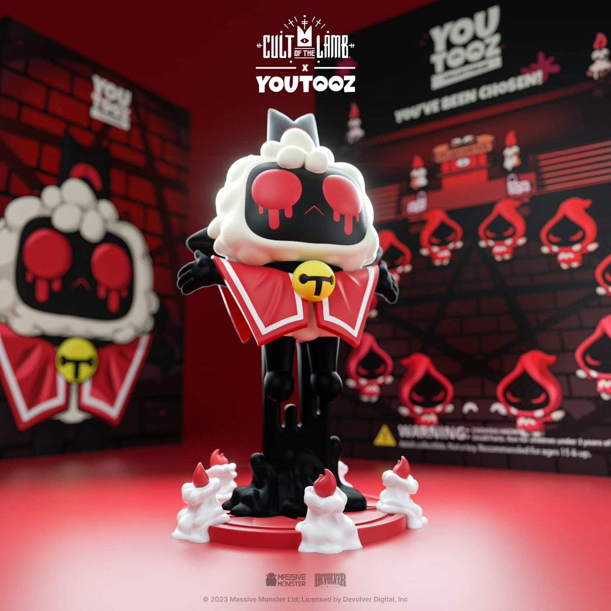 Youtooz Cult of the Lamb Possessed figure scale, compact display friendly size.