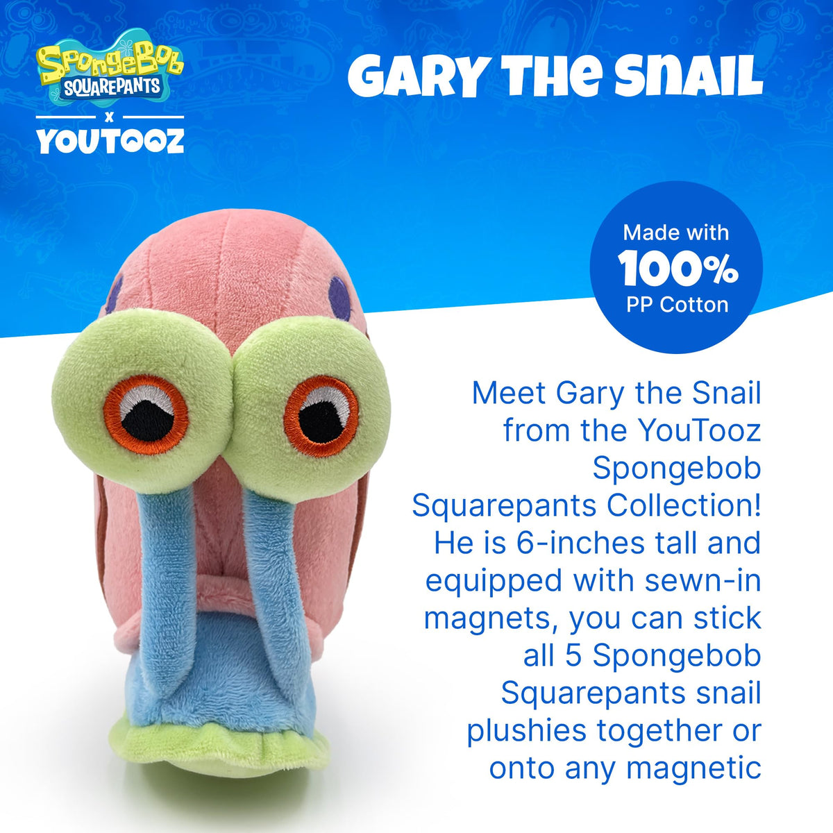 Close-up of Youtooz Gary Stickie magnets and plush fill