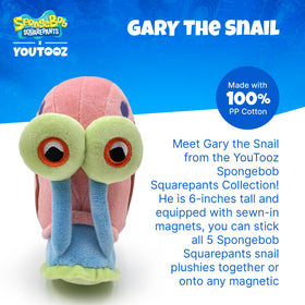 Close-up of Youtooz Gary Stickie magnets and plush fill