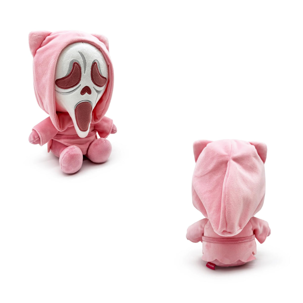 Youtooz Scream plush on a shelf, a playful horror-themed decor piece.