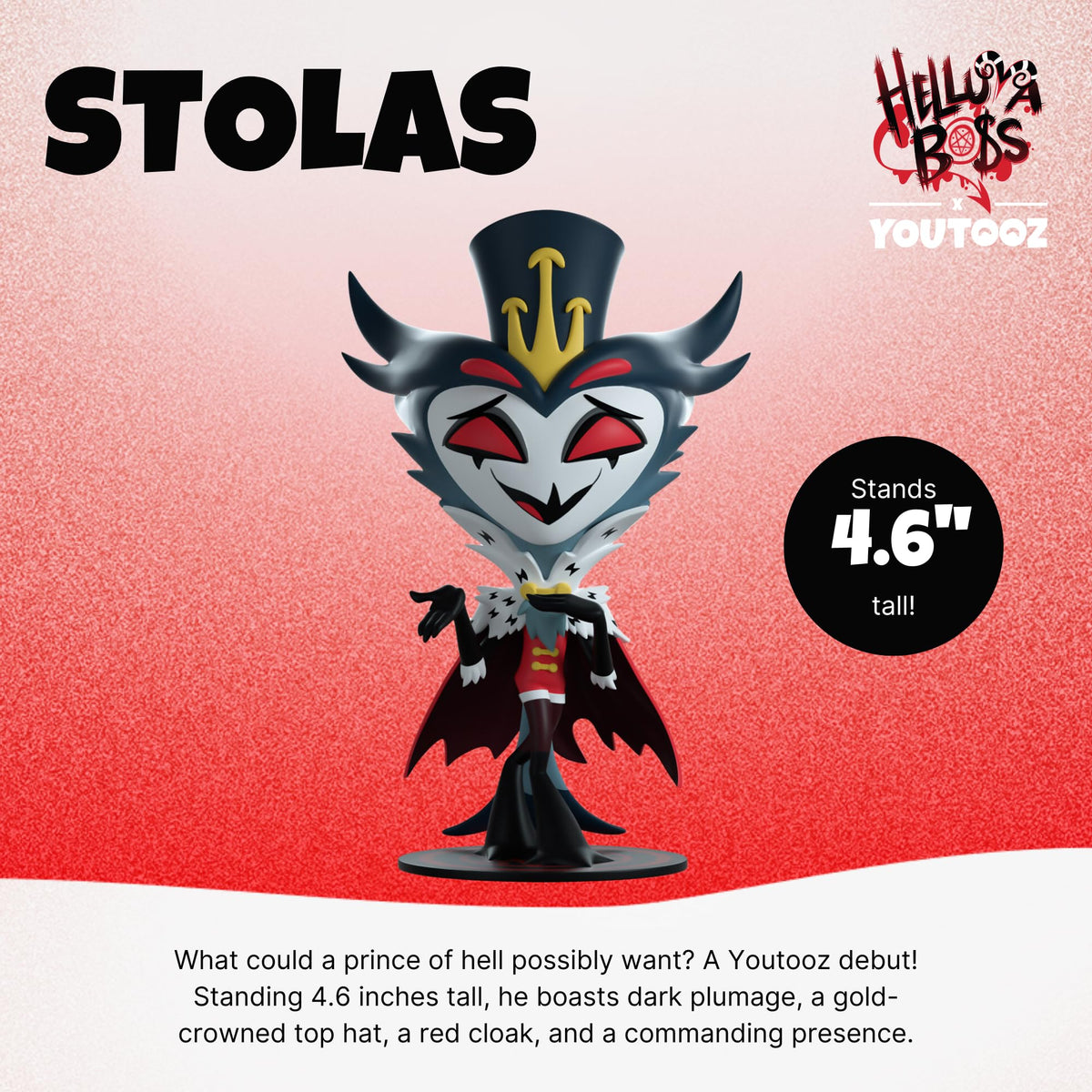 Youtooz Helluva Boss Stolas pose detail for shelf display.