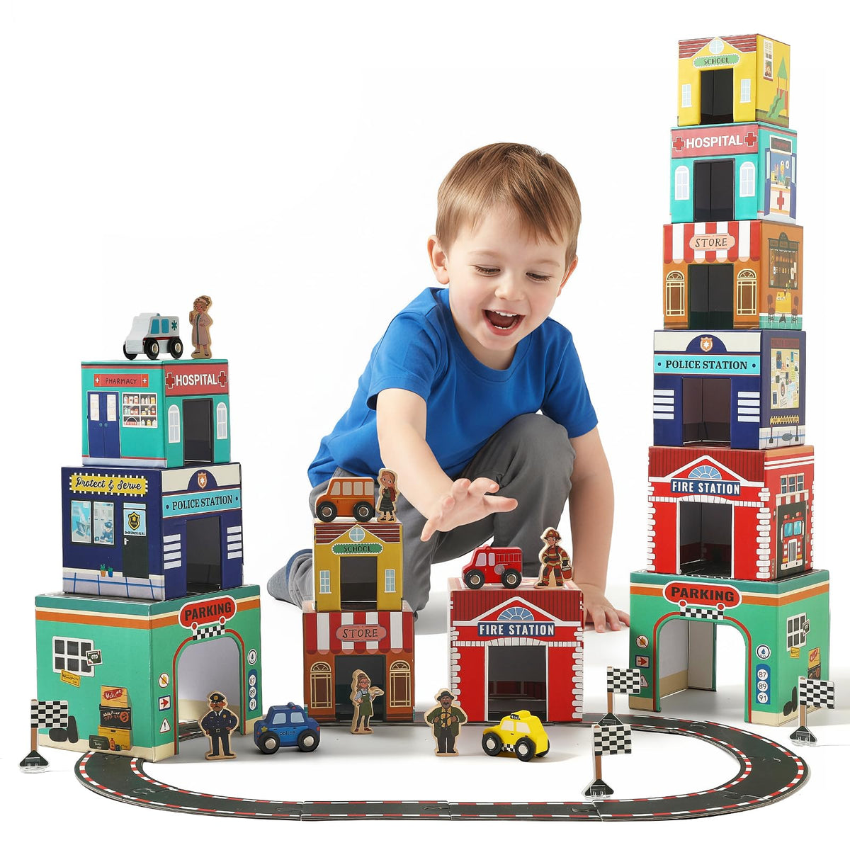 Youuys 3-in-1 sorting box set scene nesting promotes sorting play and fine motor skills.