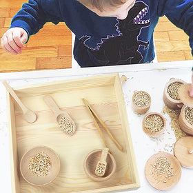 Yowlieu Montessori sensory bin plates aid serving and clean setup