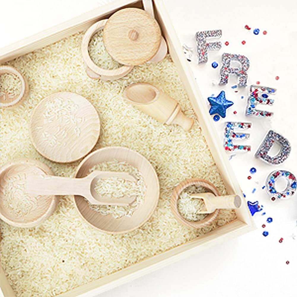 Yowlieu Montessori sensory bin scoops support pouring and fine motor practice