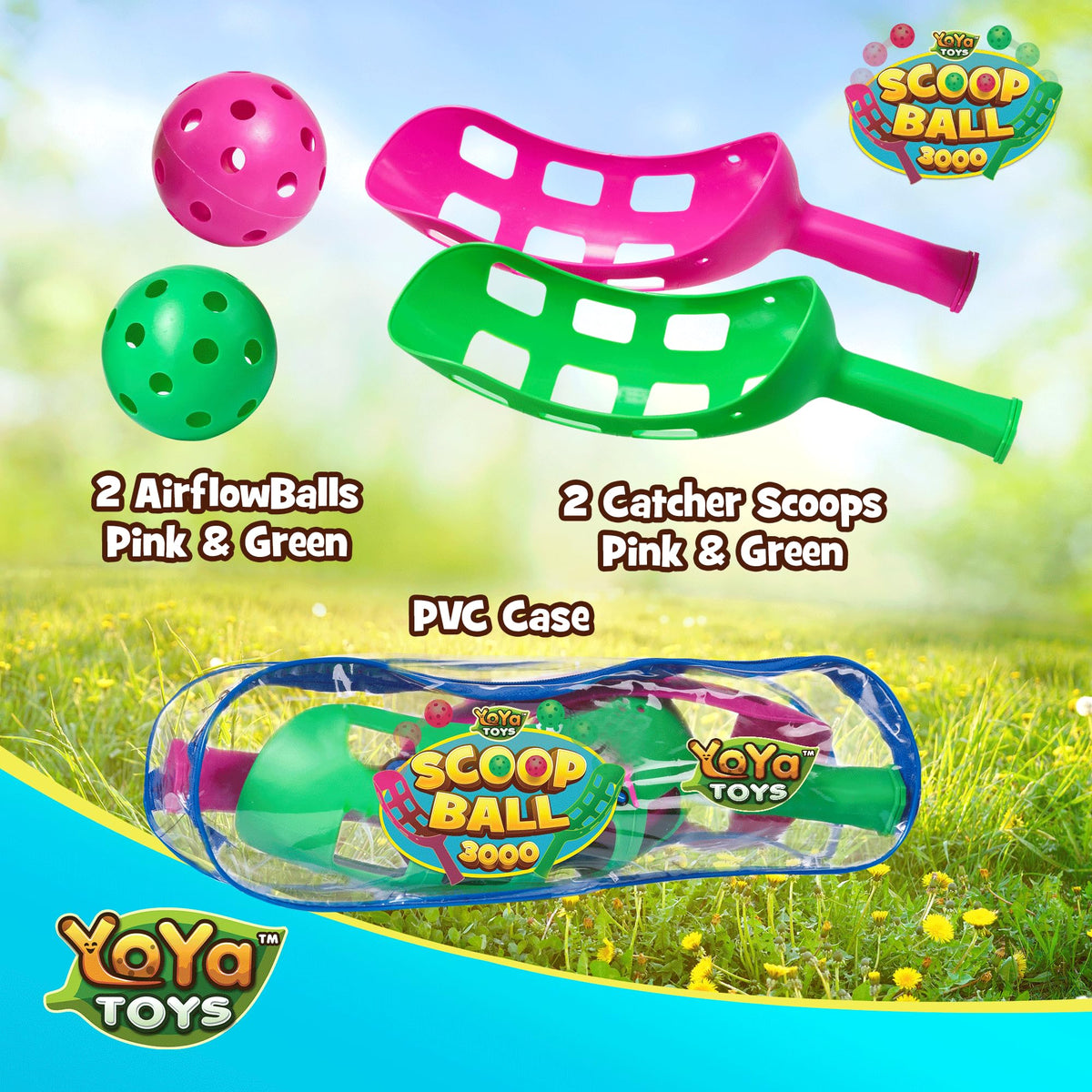 YoYa Toys Scoop Ball Set backyard games during a sunny afternoon