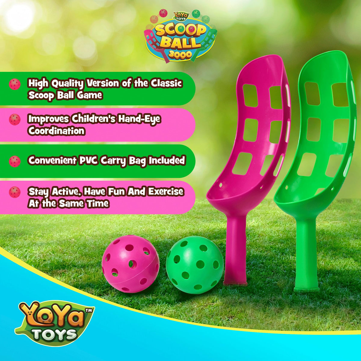 YoYa Toys Scoop Ball Set PVC case for organized storage and portability