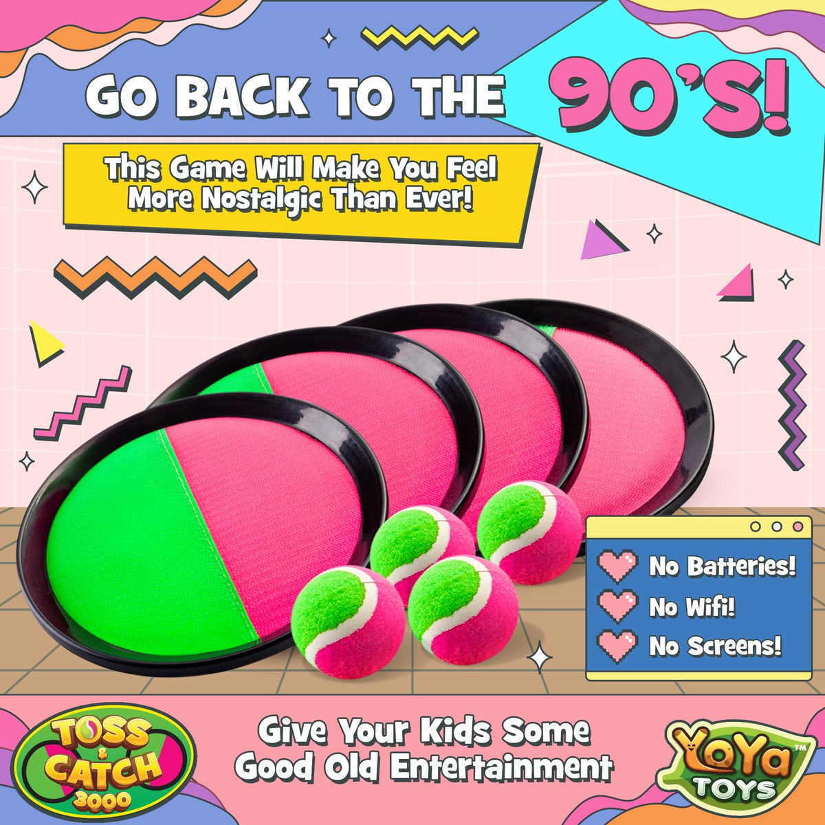YoYa Toys colorful paddles and balls, kid-friendly design for confidence.