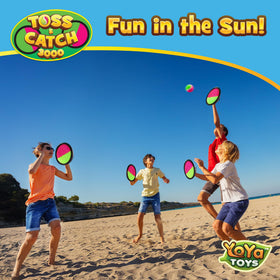 YoYa Toys Toss and Catch at the beach, waterproof design for splashes.