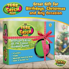 YoYa Toys Toss and Catch set on grass, supports motor skill growth.