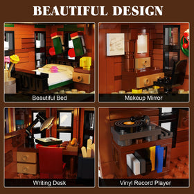 YOYBLOXY It's A Wonderful Life House interior living room with Christmas tree and cozy details.