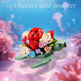 YOYBLOXY sea turtle rose bouquet planter adds whimsy to desk decor.