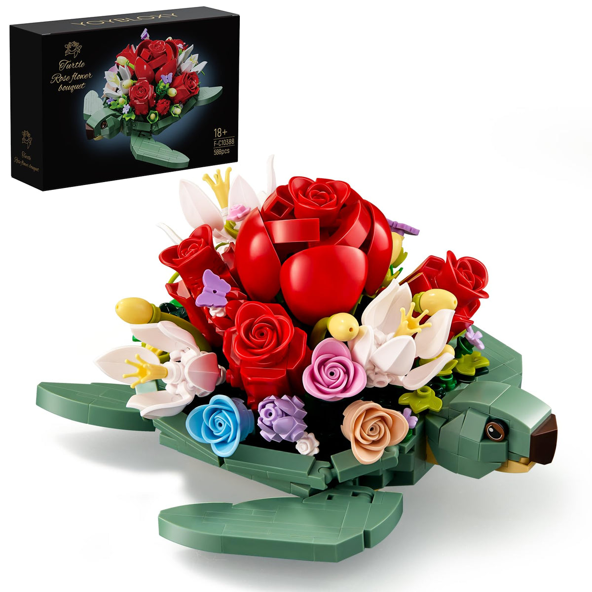 YOYBLOXY sea turtle rose bouquet planter brightens living spaces.