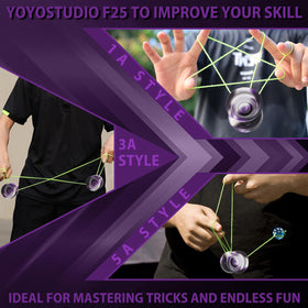 YOYOSTUDIO F25 accessories kit includes strings and gloves for ready tricks.