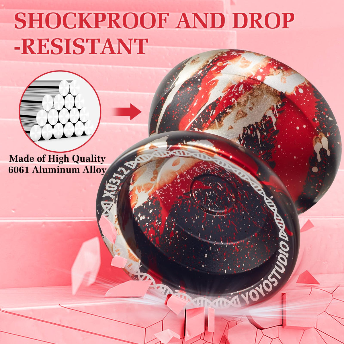 YOYOSTUDIO X0312 durable metal yoyo withstands tough sessions.