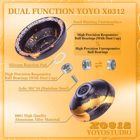 YOYOSTUDIO X0312 finger-spin hole design enabling smooth finger tricks