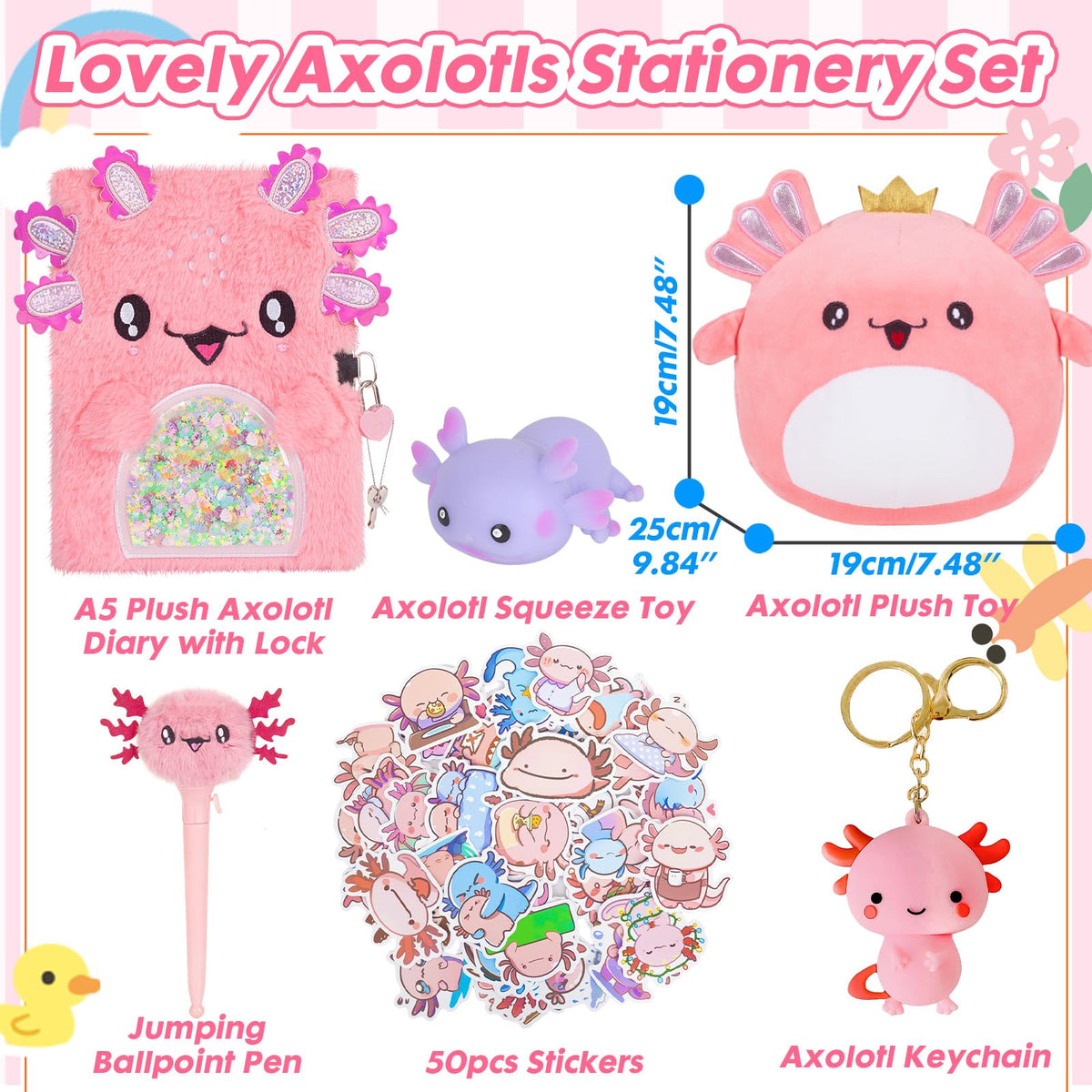 YOYTOO axolotl diary with lock secure secrets and memories for kids