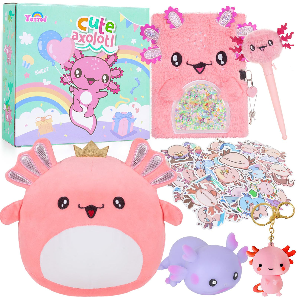 YOYTOO axolotl gifts set with plush and diary for imaginative play and memories